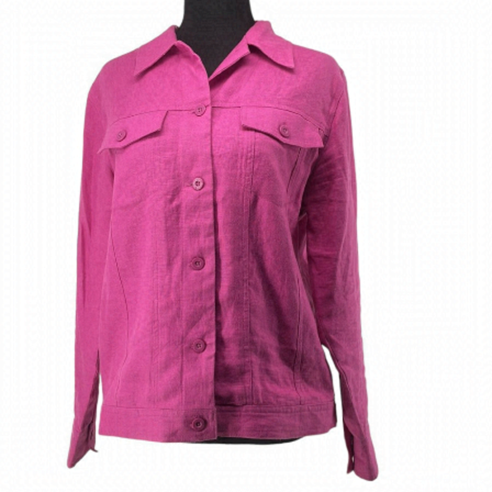 Relativity Barbie pink linen jacket light weight vacation coastal sz sm